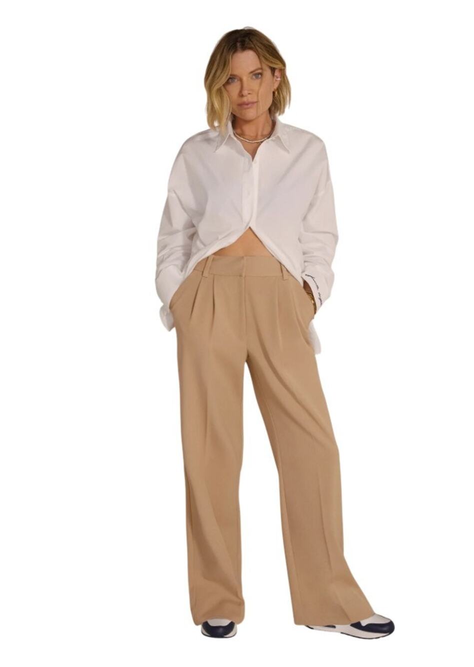 Favorite Daughter Beige The Favorite Pleated Wide Leg Pants